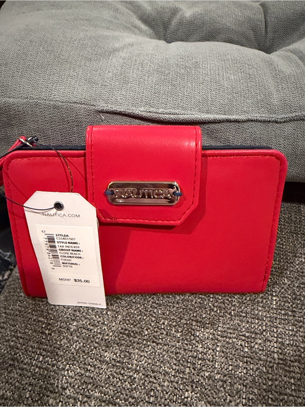 Nautica Bright Red Snap-Closure Women's Wallet RFID protection  NWT